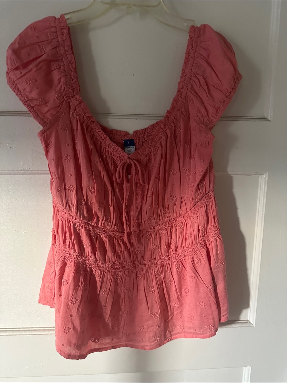 Old Navy Coral Peasant blouse L